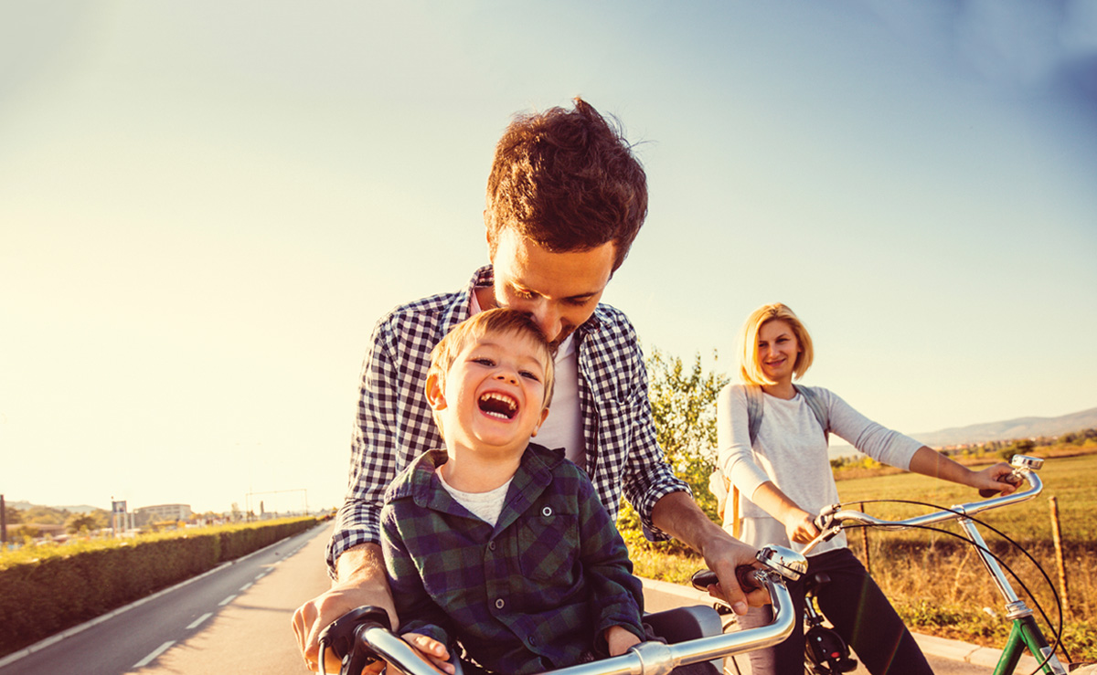 Father on Bike With Son